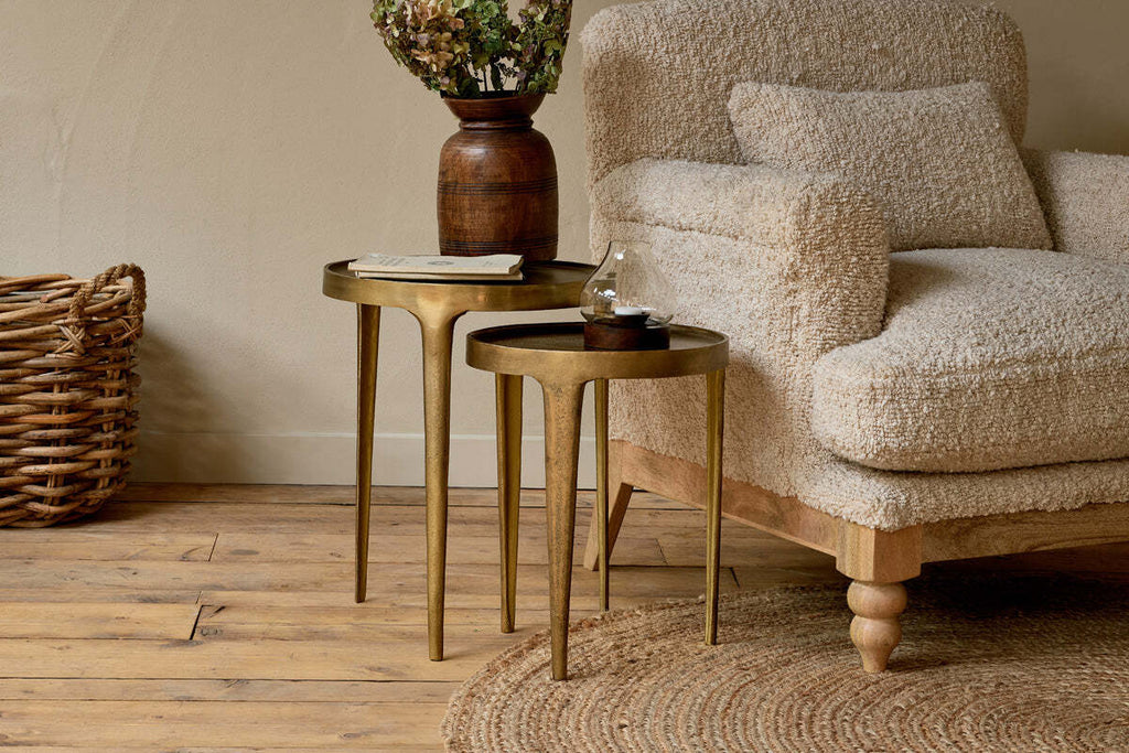 Rohia Cast Metal Side Table - Brass