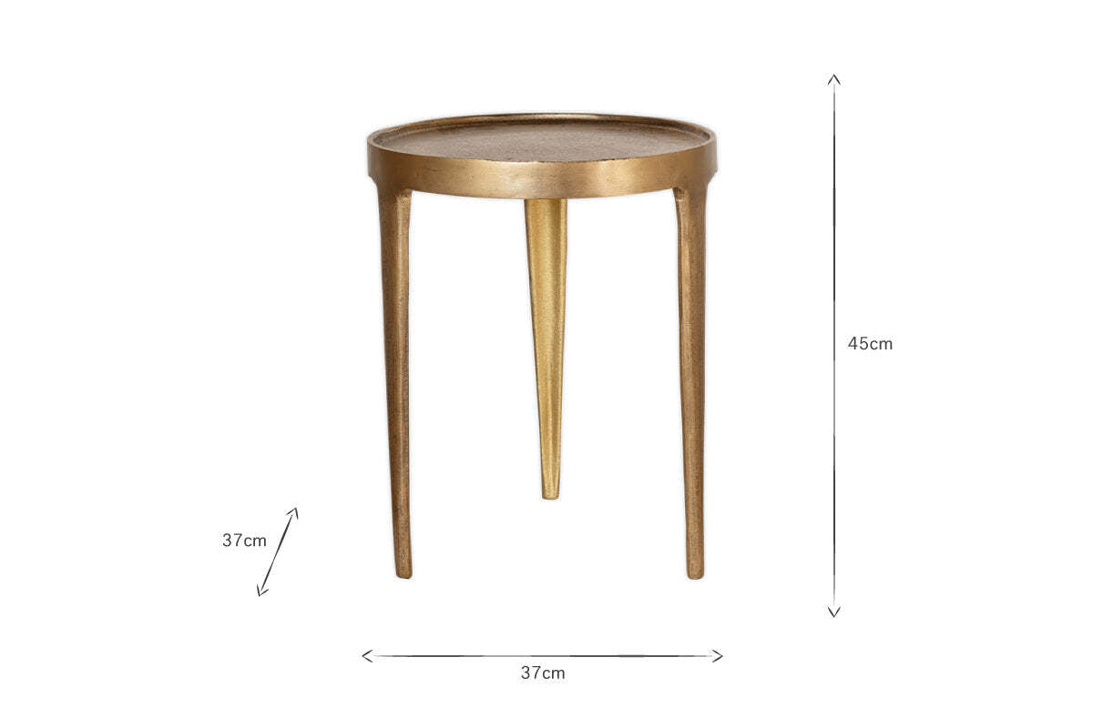 Rohia Cast Metal Side Table - Brass