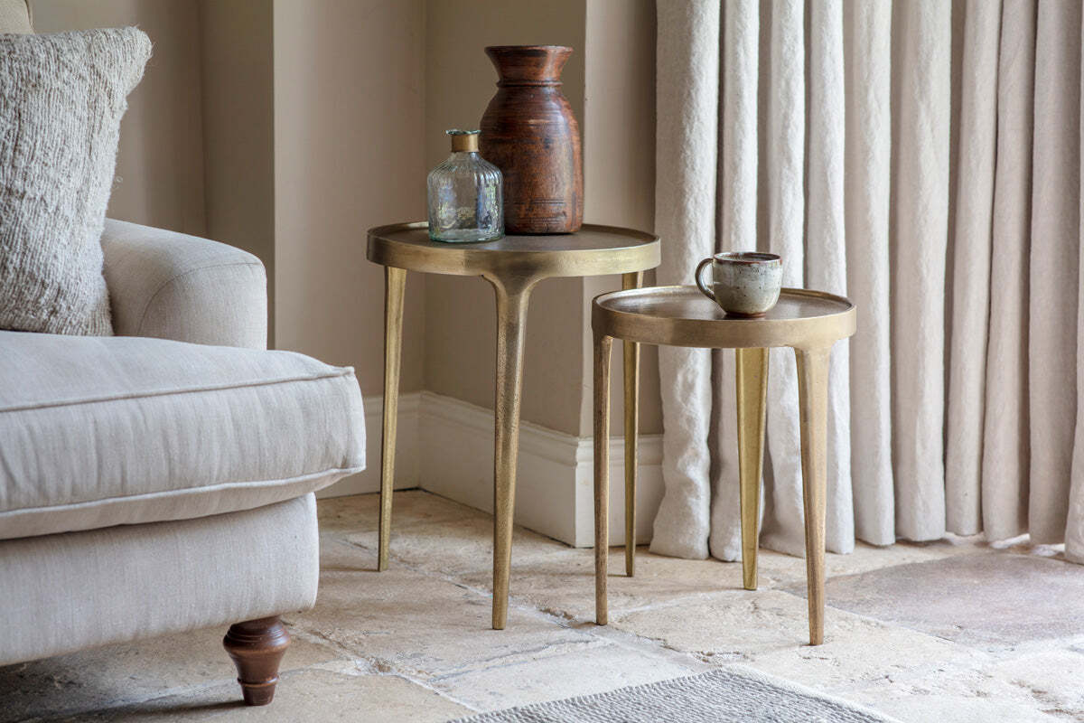 Rohia Cast Metal Side Table - Brass