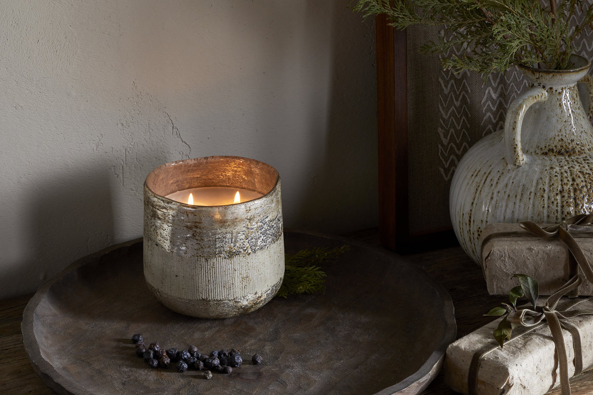 Juniper & Fir 3 Wick Scented Candle - Antique Gold - 3 Wick