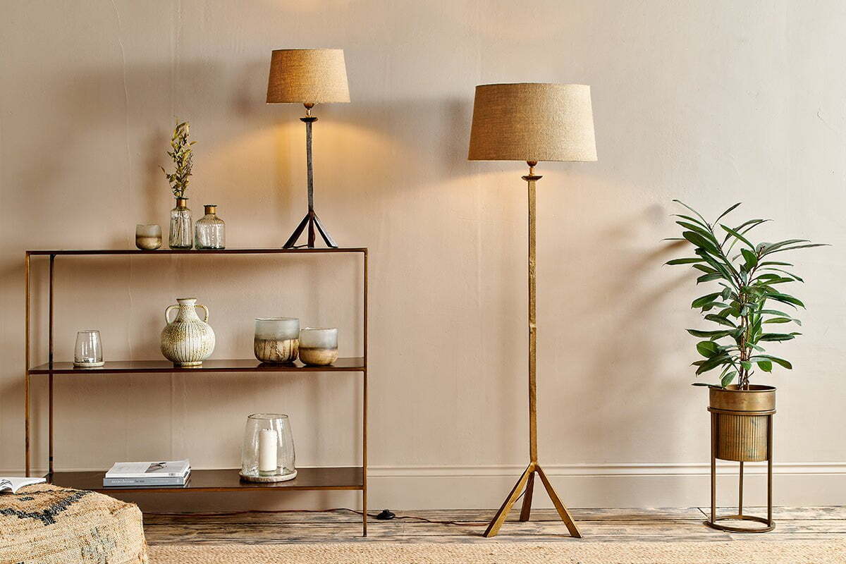 Sahhil Metal Tripod Floor Lamp Base - Antique Brass