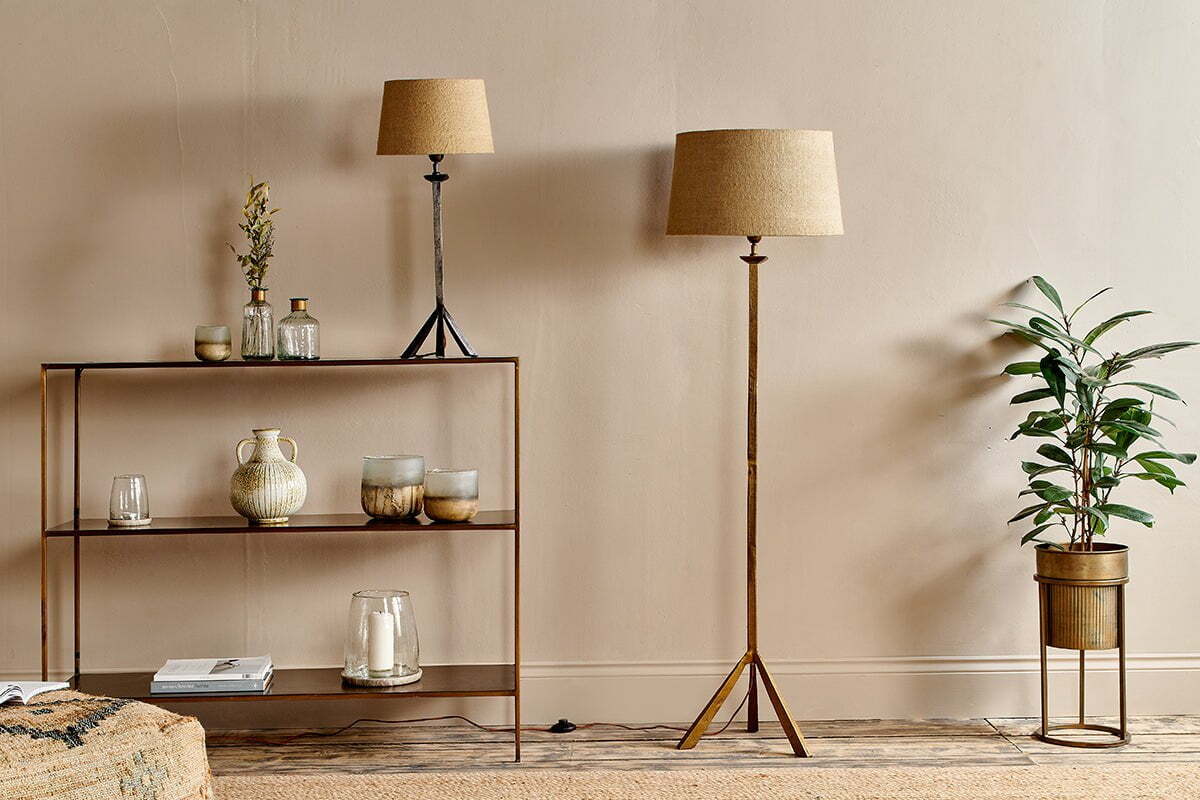 Sahhil Metal Tripod Floor Lamp Base - Antique Brass