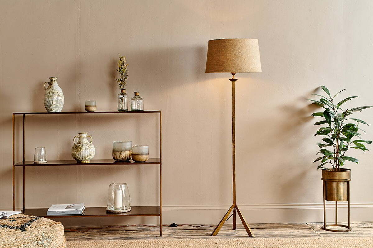 Sahhil Metal Tripod Floor Lamp Base - Antique Brass