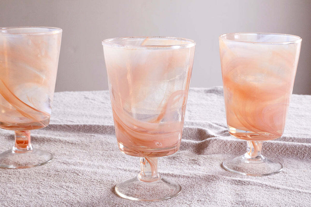 Shirali Marble Swirl Wine Glass - Apricot - (Set of 4)