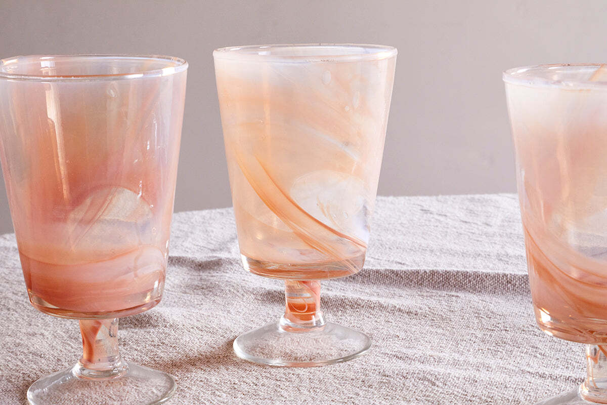 Shirali Marble Swirl Wine Glass - Apricot - (Set of 4)
