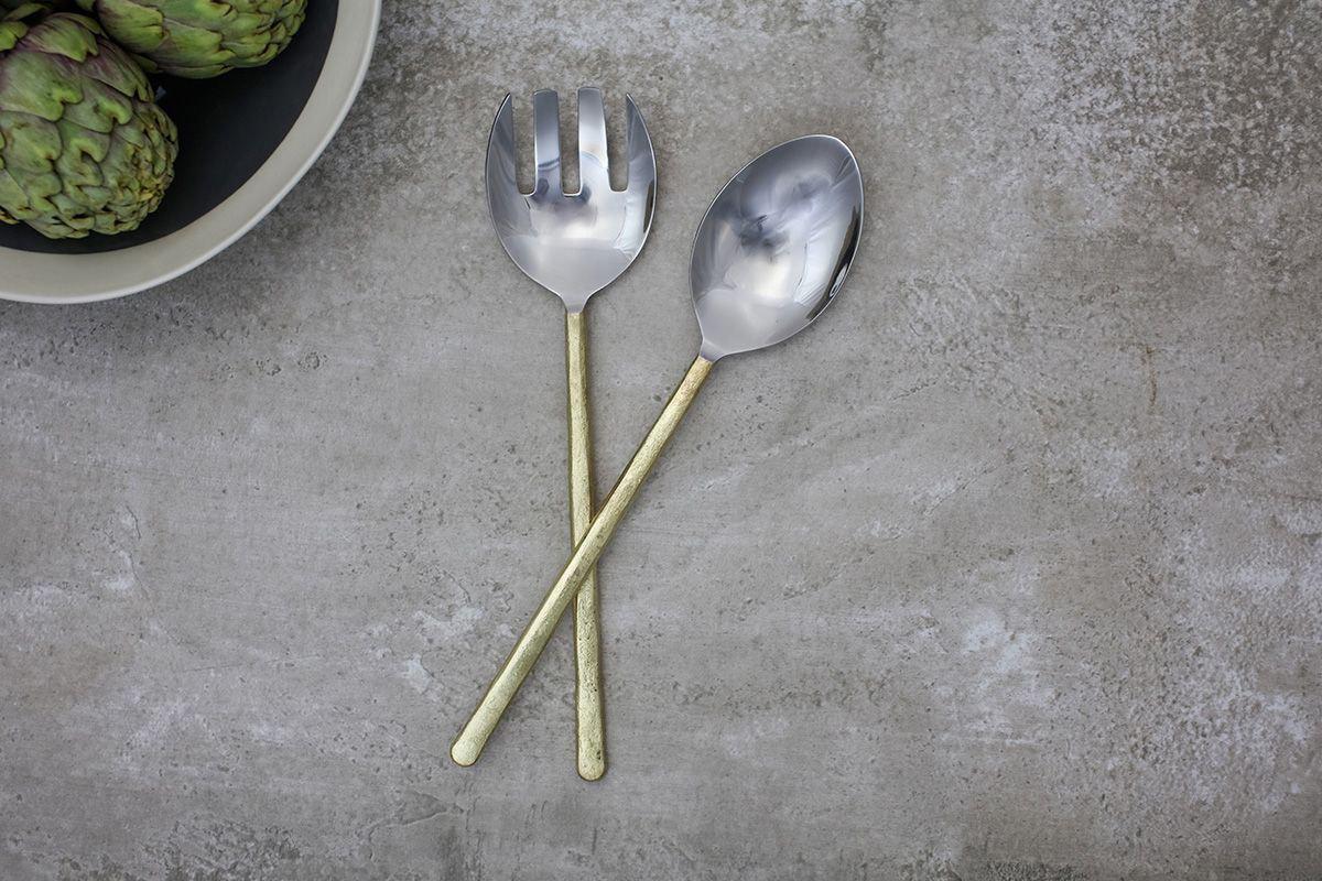Sirkali Salad Server Set - Brushed Gold (Set of 2)