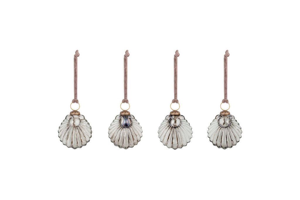 Sohni Shell Baubles - Gold & Cream - (Set of 4)