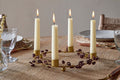 Tanu Mango Wood Beaded Candle Holder - Brass & Ruby