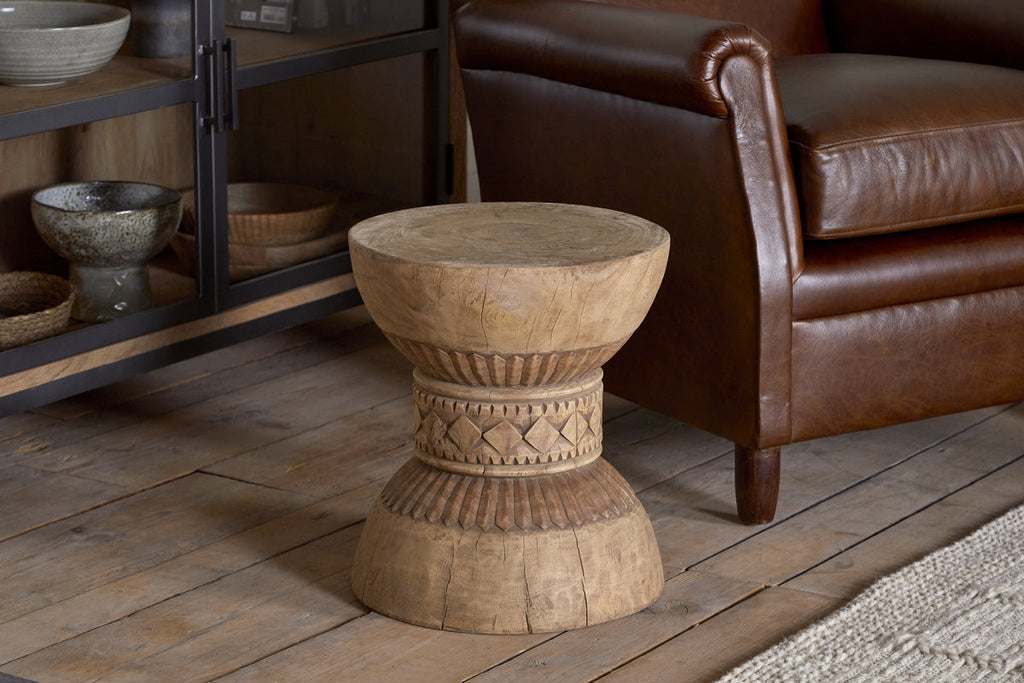 Taru Carved Side Table - Natural