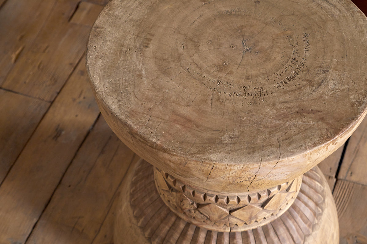 Taru Carved Side Table - Natural