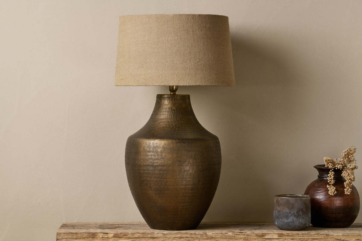 Tanda Etched Statement Table Lamp Base - Antique Brass - Extra Large