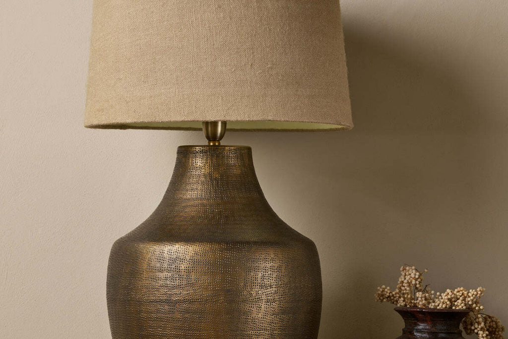 Tanda Etched Statement Table Lamp Base - Antique Brass - Extra Large