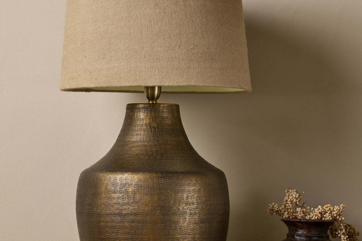 Tanda Etched Statement Table Lamp Base - Antique Brass - Extra Large