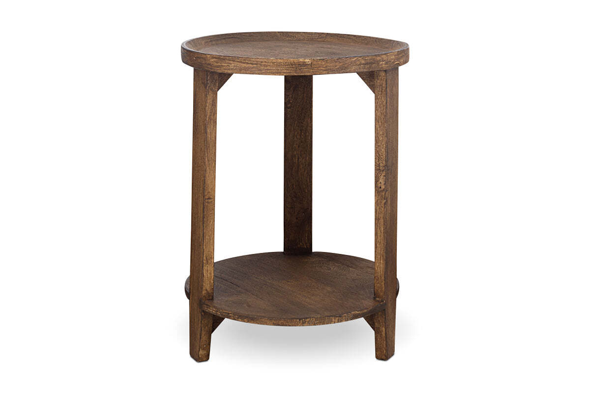 Triveni Mango Wood Side Table - Walnut Stain