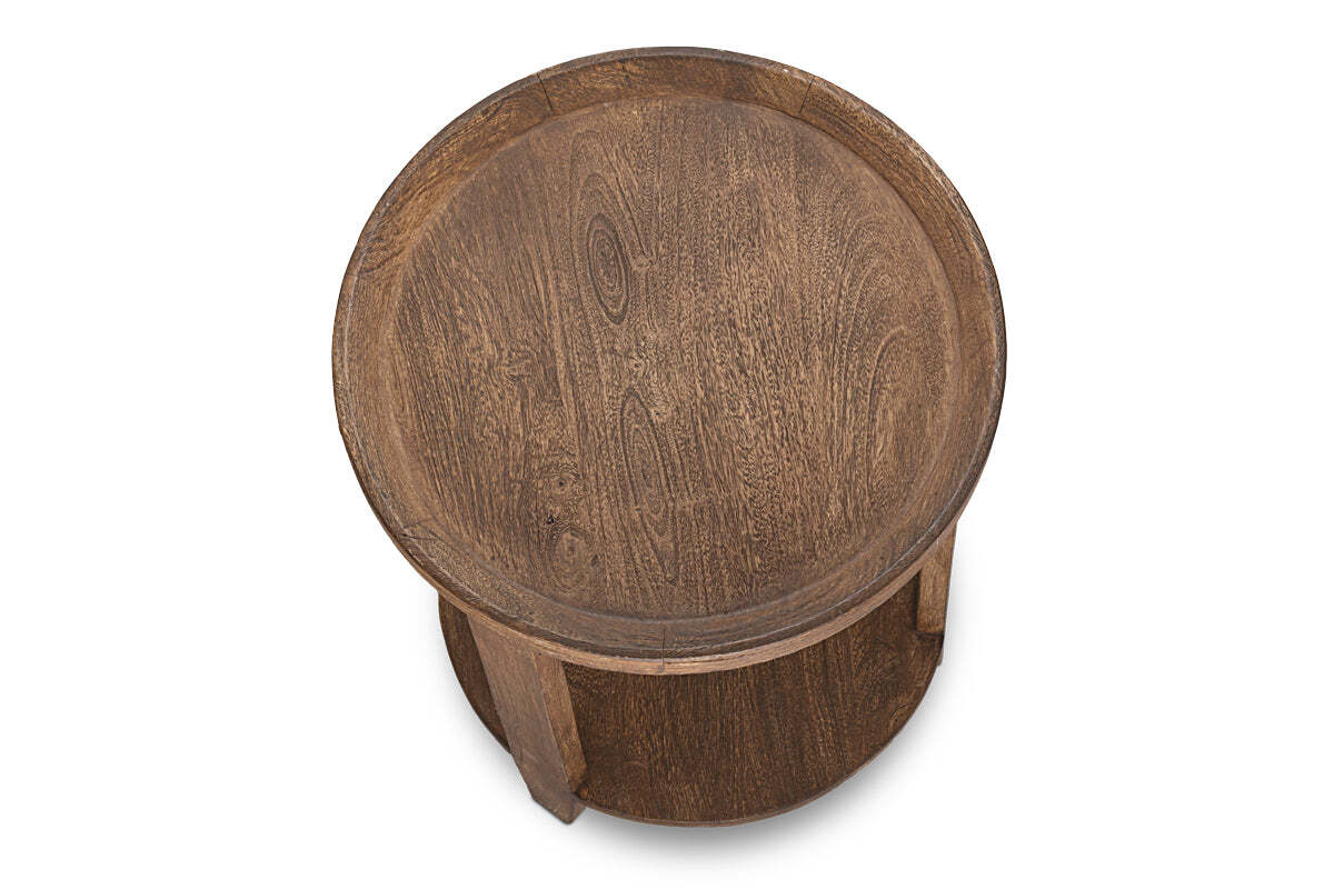 Triveni Mango Wood Side Table - Walnut Stain