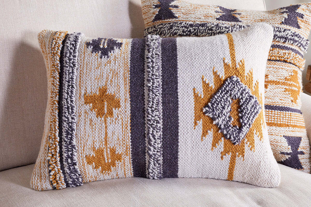 Tussi Sia Cushion Cover - Mustard & Grey