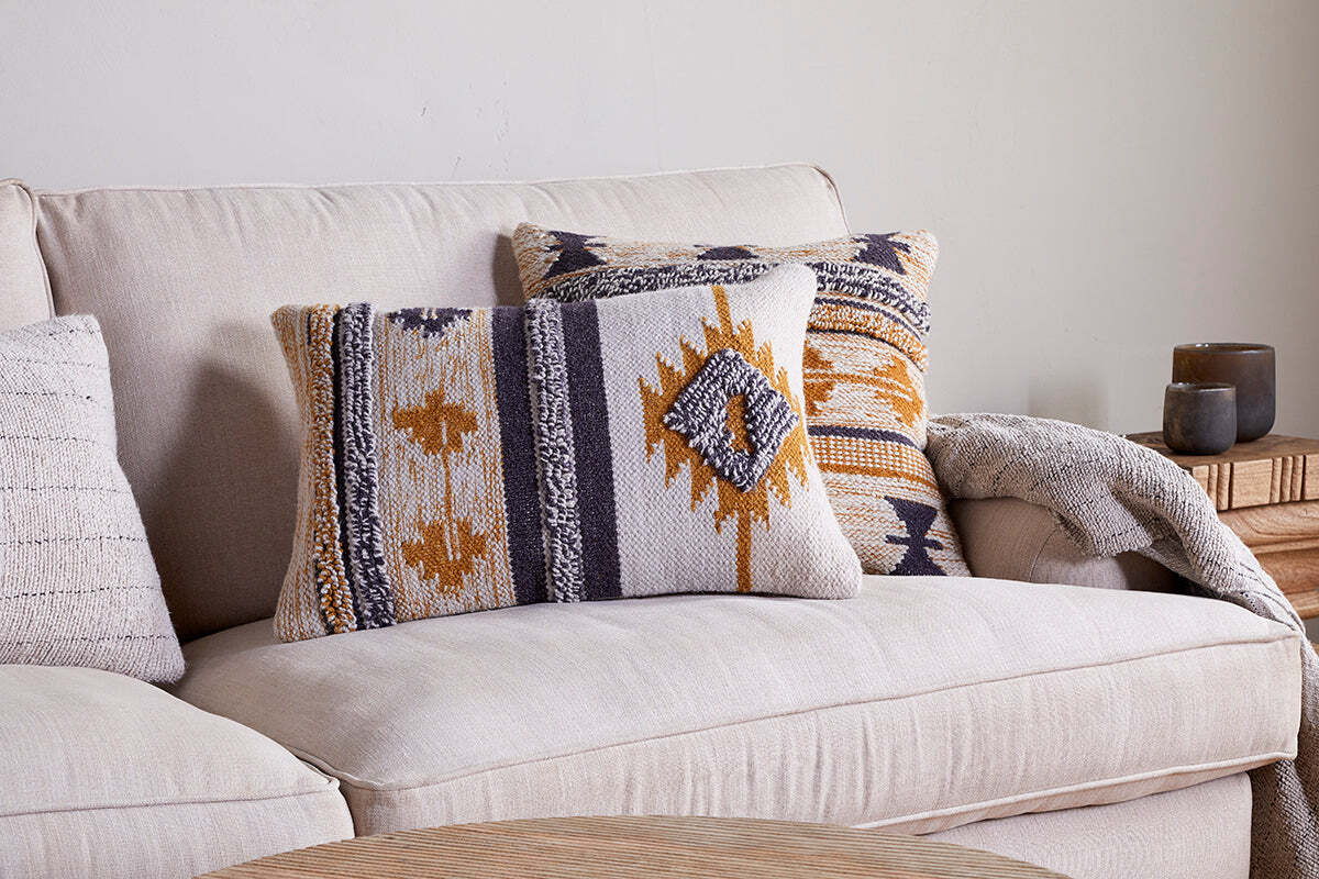 Tussi Sia Cushion Cover - Mustard & Grey