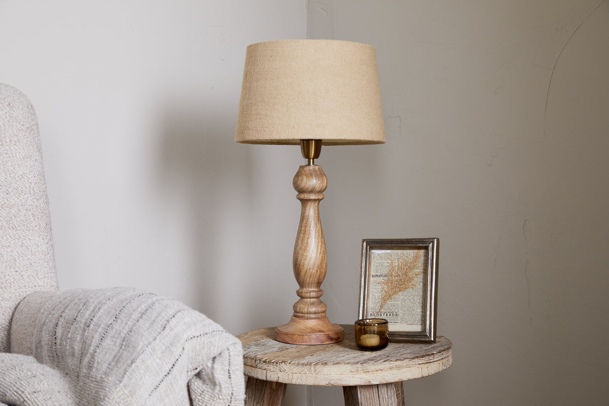 Usha Classic Wooden Table Lamp Base - Natural