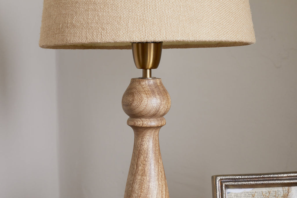 Usha Classic Wooden Table Lamp Base - Natural