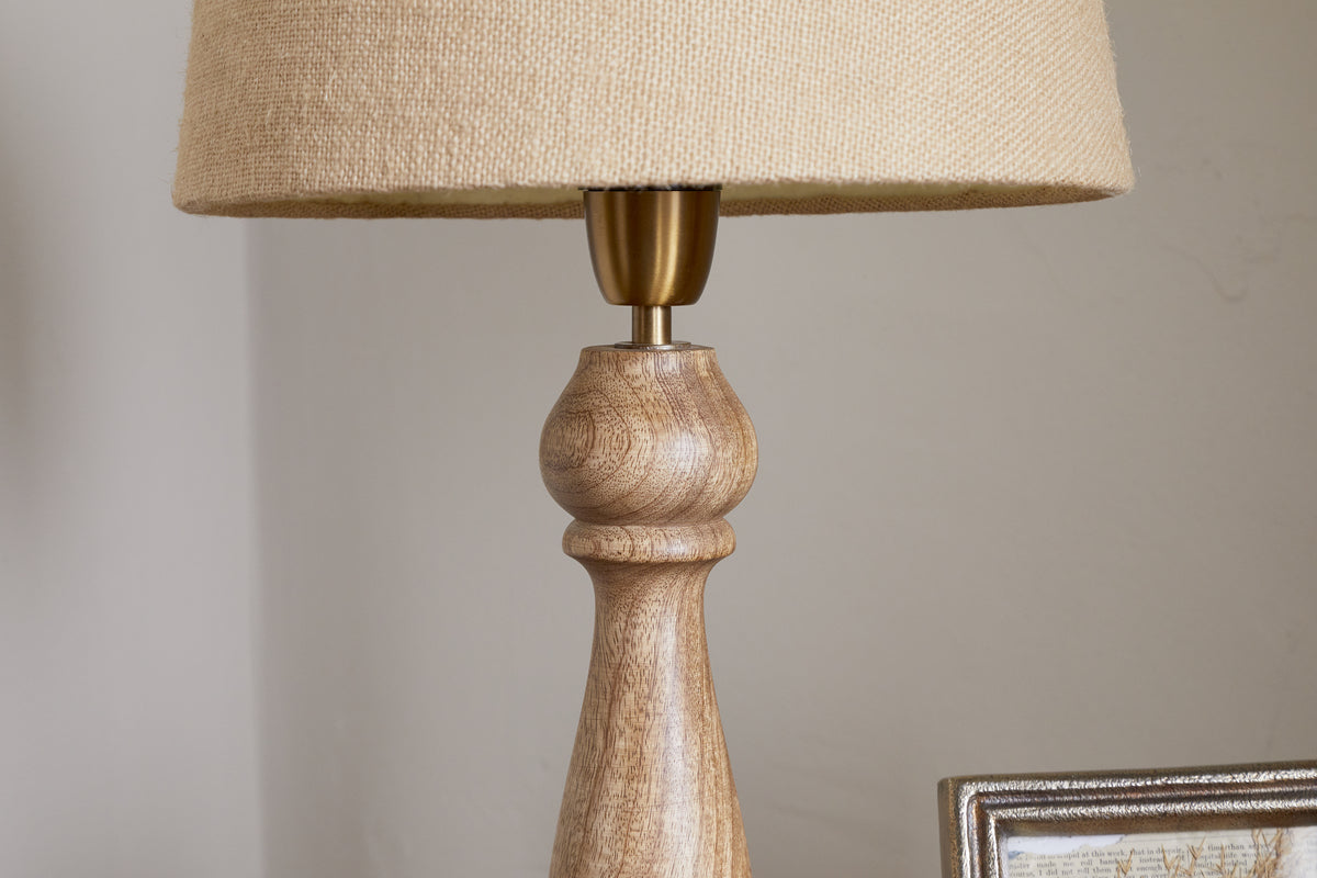 Usha Classic Wooden Table Lamp Base - Natural