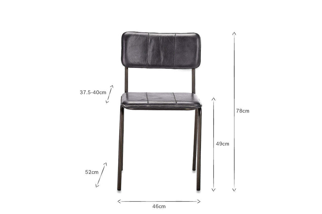 Ukari Leather Dining Chair - Aged Black