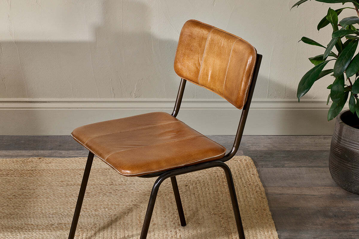 Ukari Leather Dining Chair - Aged Tan