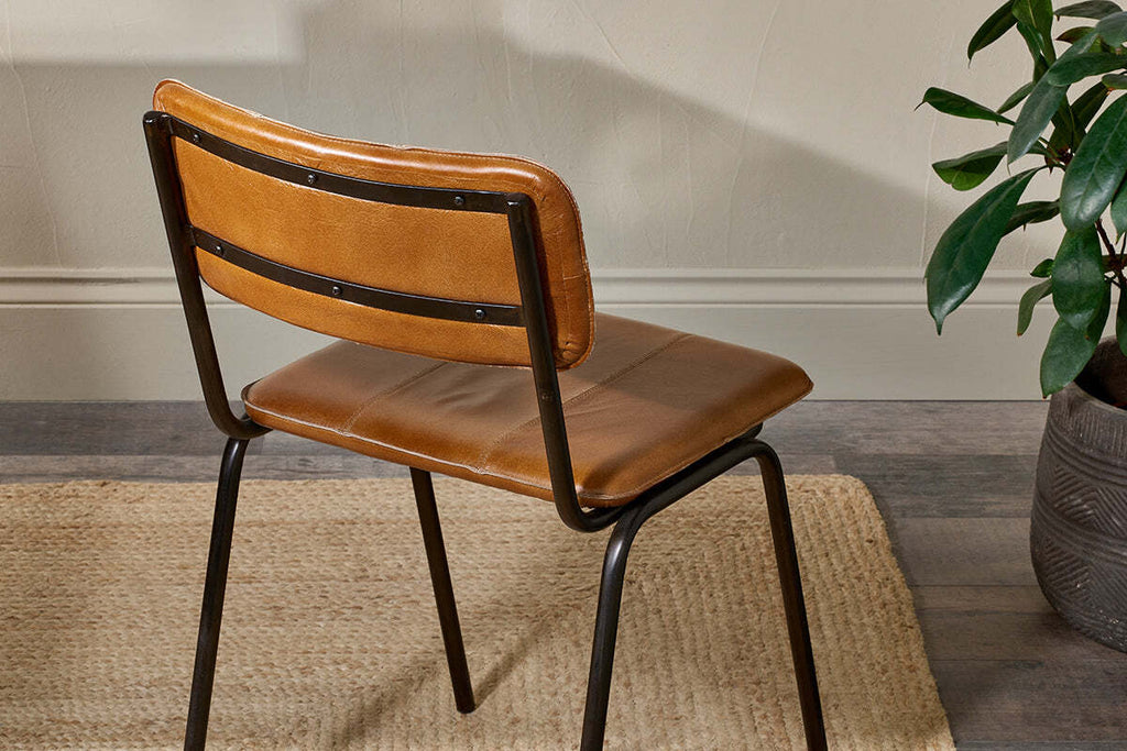 Ukari Leather Dining Chair - Aged Tan