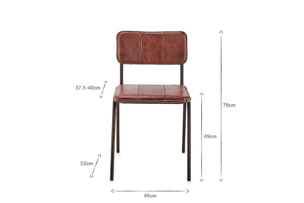 Ukari Leather Dining Chair - Chocolate Brown