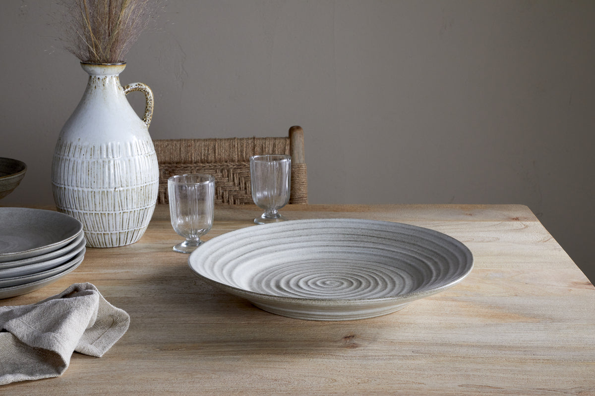 Valinha Earthenware Round Platter - Grey