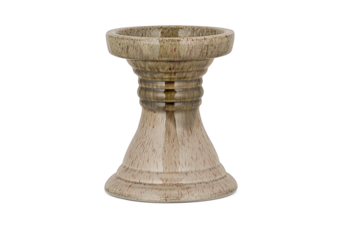 Cabra Reactive Glaze Candle Holder - Olive & Natural