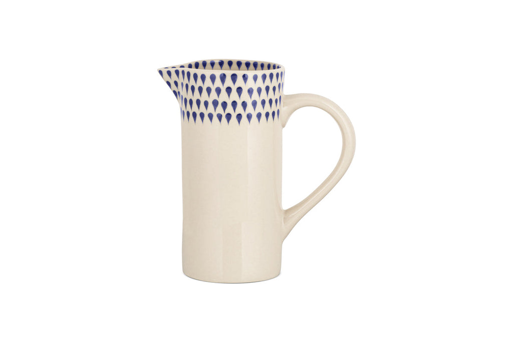 Indigo Drop Jug - Cream & Indigo - Small