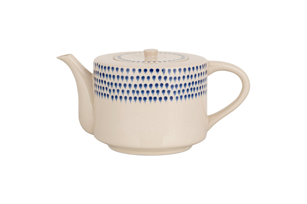 Indigo Drop 4 Person Teapot - Cream & Indigo