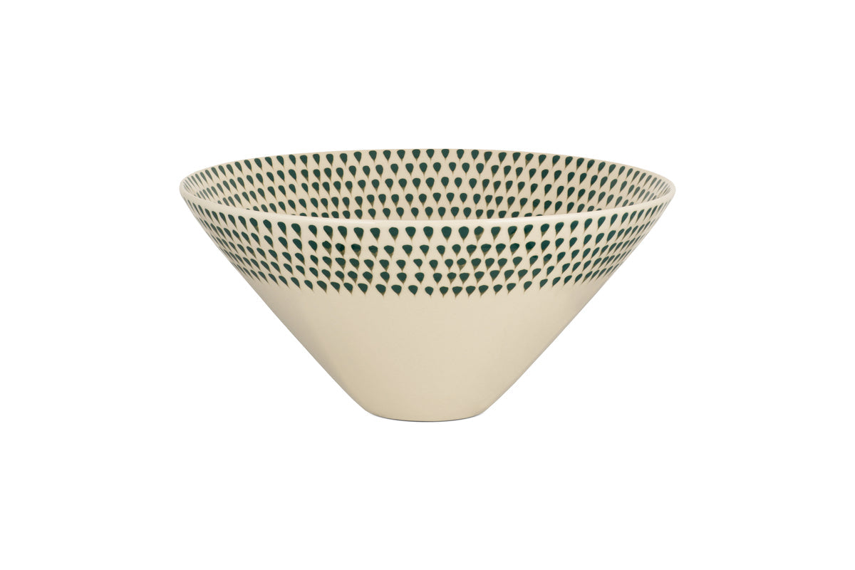 Juniper Drop Serving Bowl - Cream & Juniper - Large