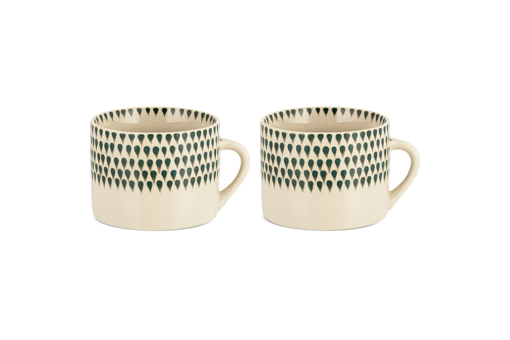 Juniper Drop Mug - Cream & Juniper - Large (Set of 2)