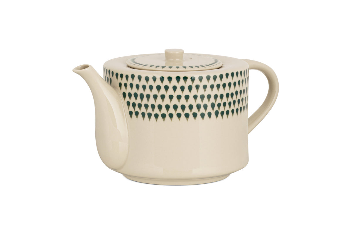 Juniper Drop 4 Person Teapot - Cream & Juniper