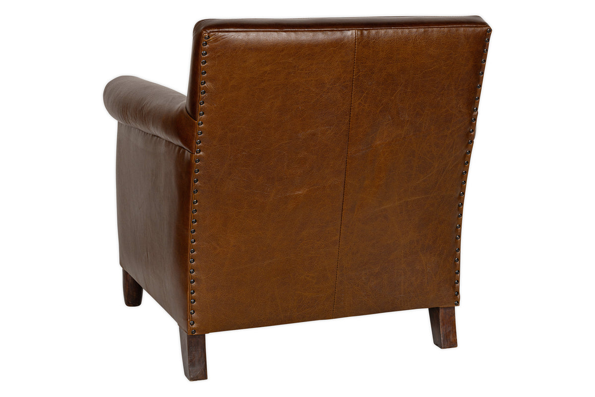 Knada Leather Armchair - Chocolate Brown