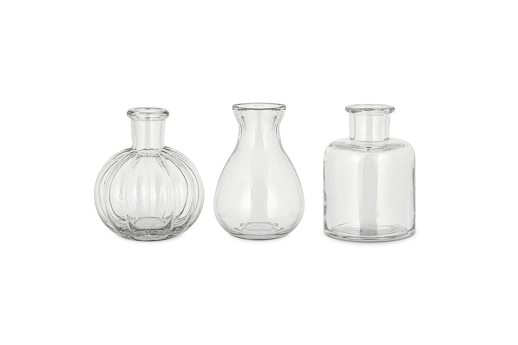 Mayumi Recycled Glass Bud Vases - Clear (Set of 3)