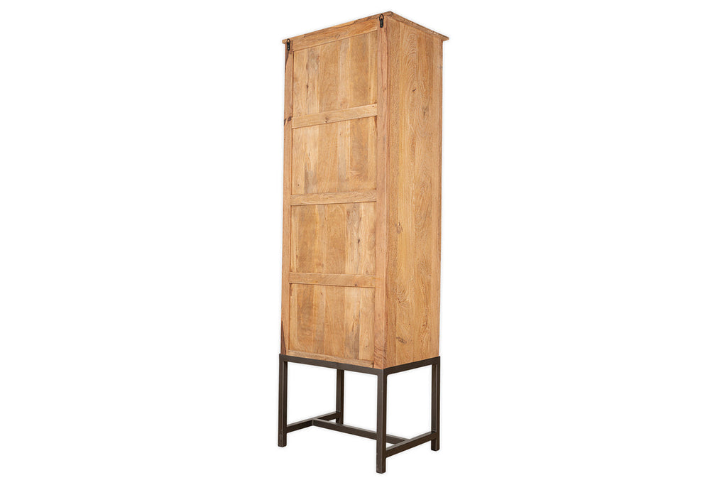 Nirvi Mango Wood & Iron Tall Cabinet - Black