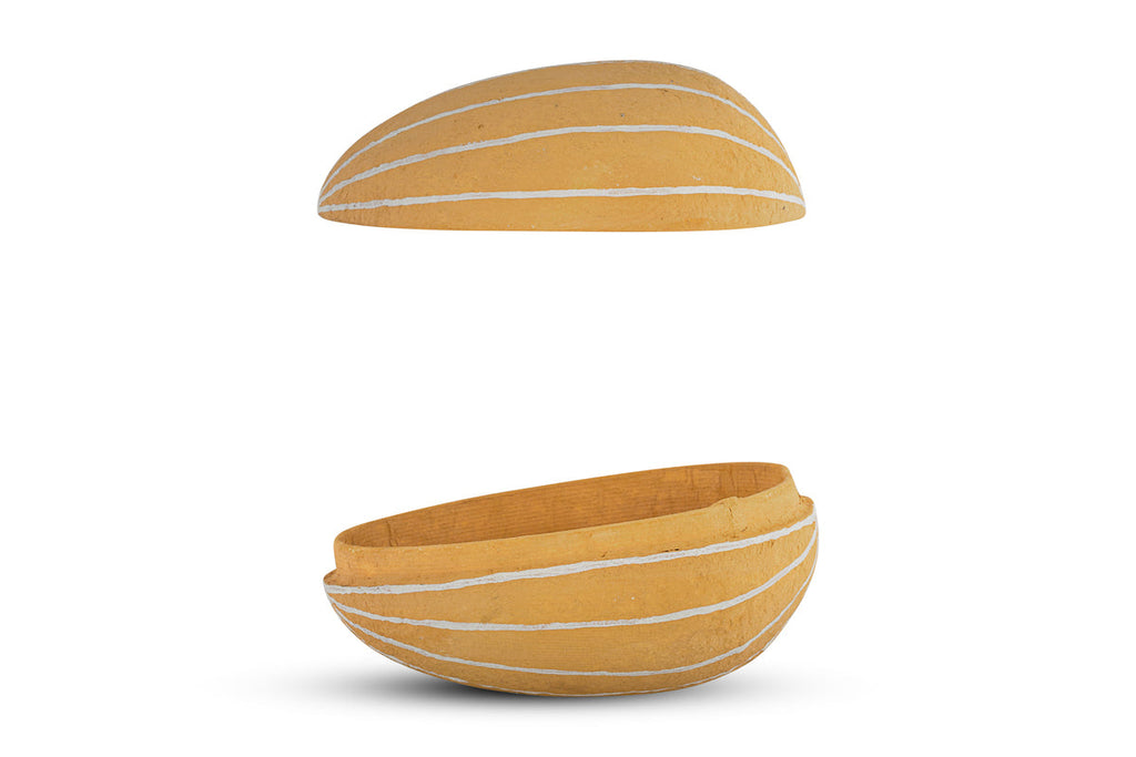 Surya Recycled Cotton Paper Side Opening Egg - Ochre & Cream