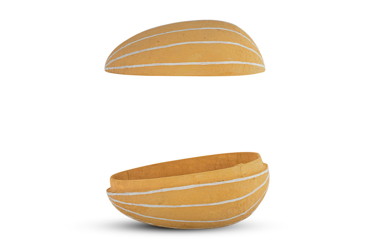 Surya Recycled Cotton Paper Side Opening Egg - Ochre & Cream