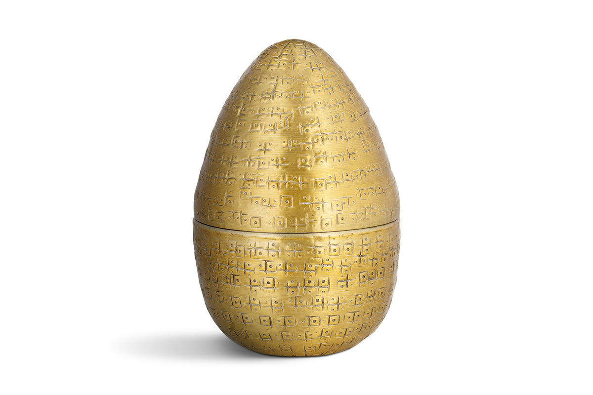 Mutti Hammered Opening Egg - Antique Brass