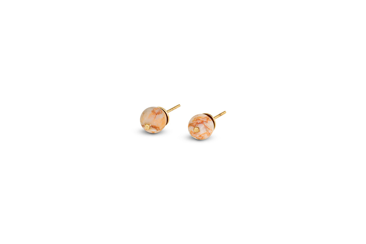 Cerita Rhodochrosite Stud Earrings - Rhodochrosite & Gold