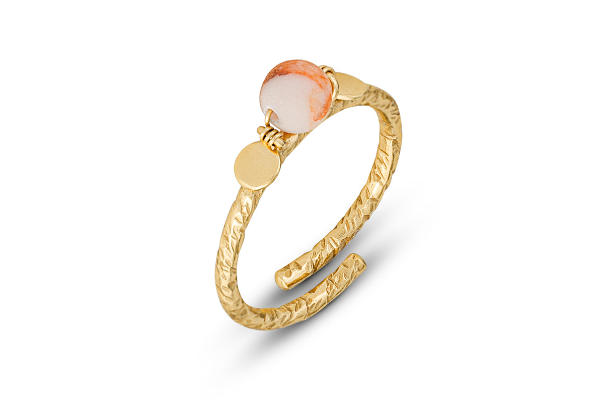 Cerita Rhodochrosite Ring - Rhodochrosite & Gold