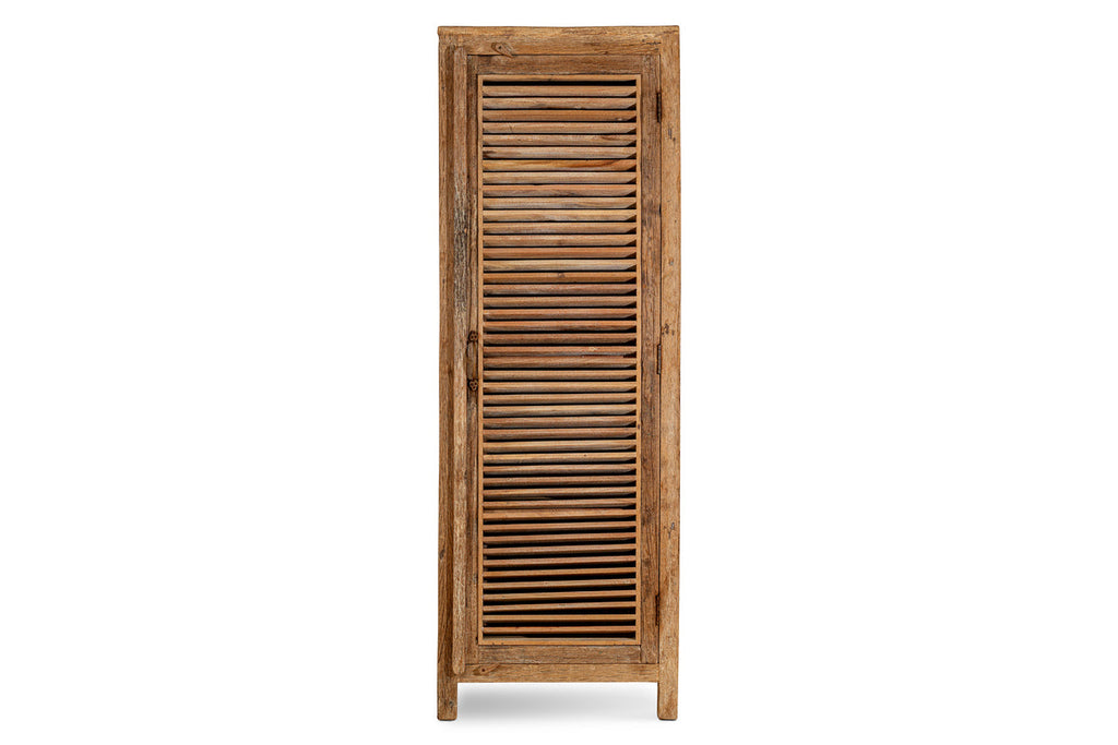 Ibo Reclaimed Wood Slatted Tall Cabinet  - Natural - Tall