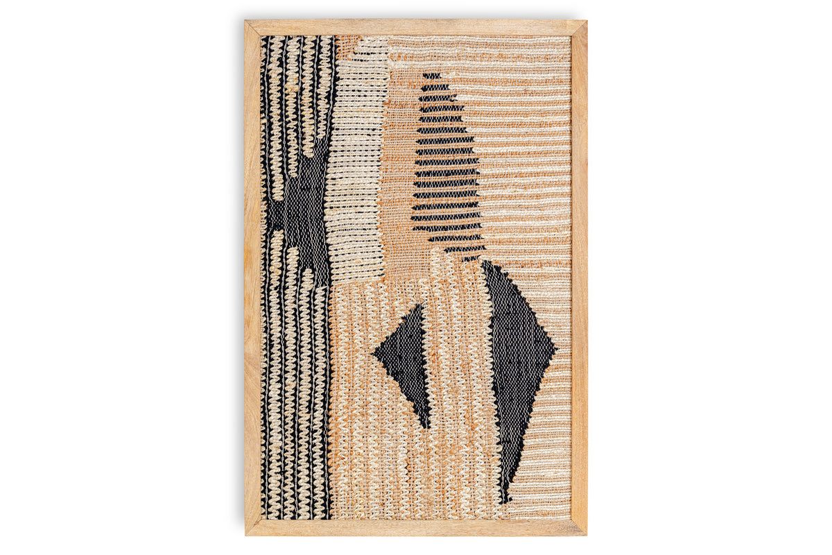 Birala Large Textured Wall Art - Natural & Dark Blue