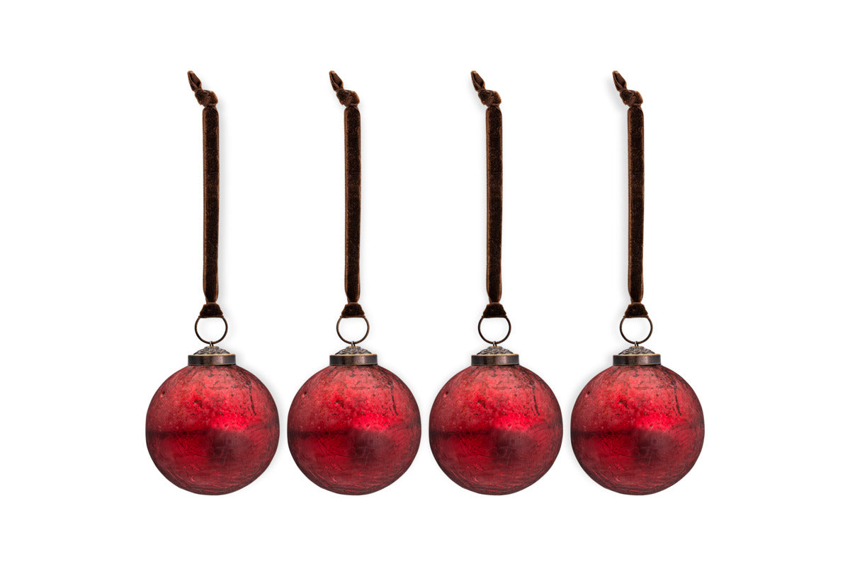 Pannee Round Baubles - Merlot - (Set of 4)