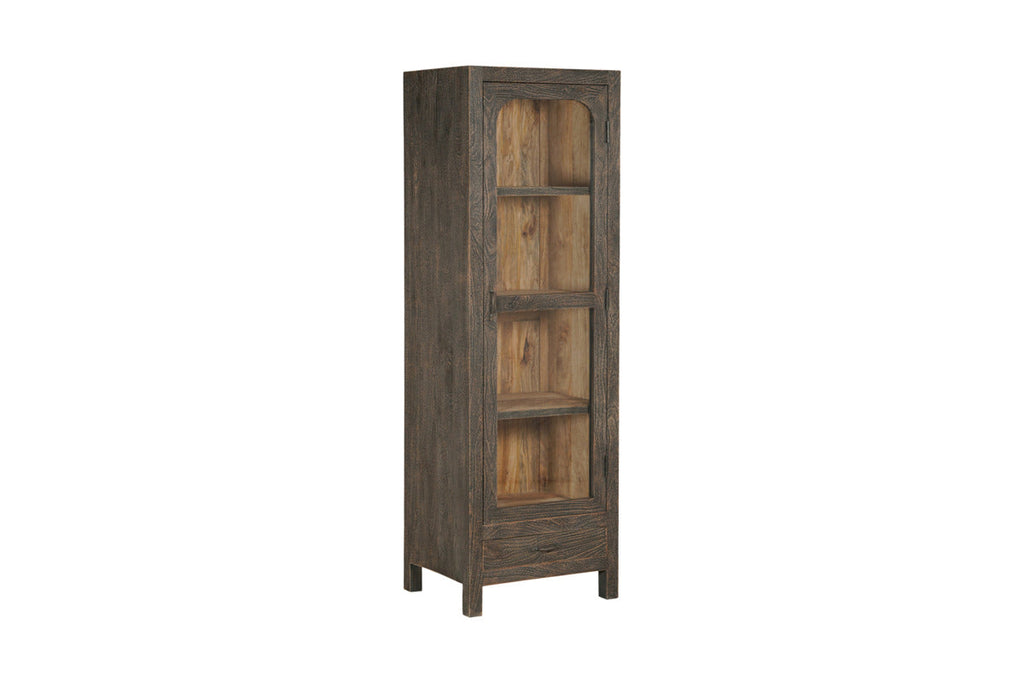 Valin Mango Wood & Glass Cabinet - Charcoal - Tall