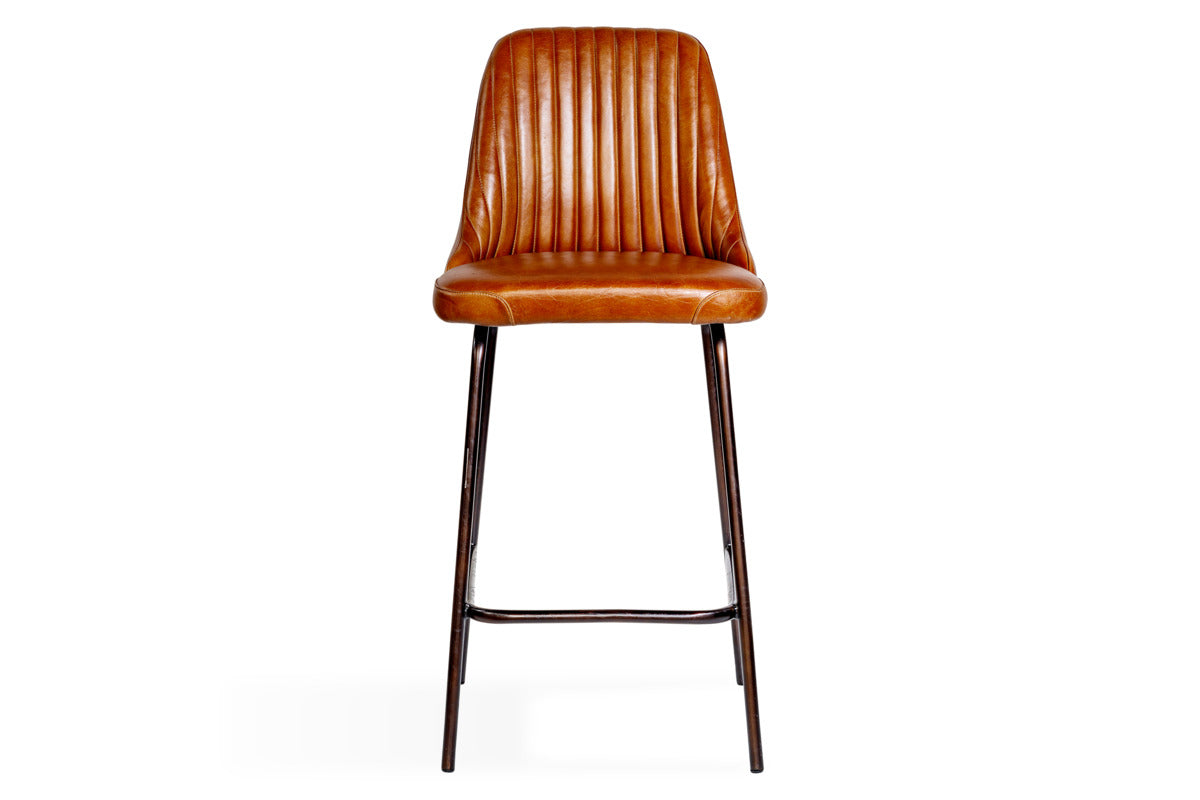 Harsha Leather Counter Chair - Aged Tan