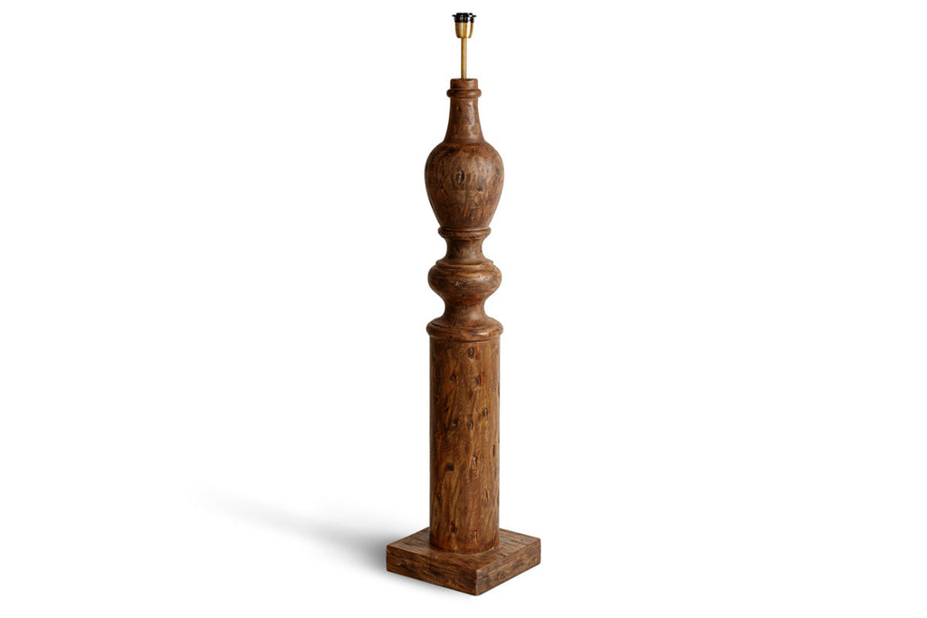 Naya Carved Wood Floor Lamp Base - Chocolate Brown