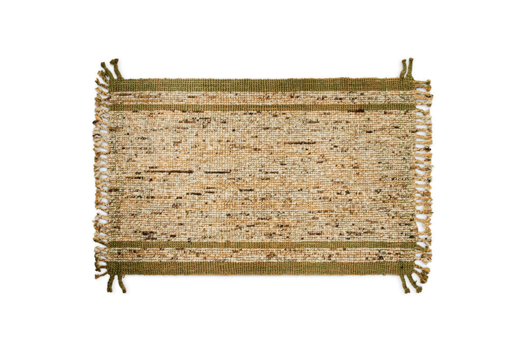 Kanta Jute & Textural Tweed Rug - Olive & Natural